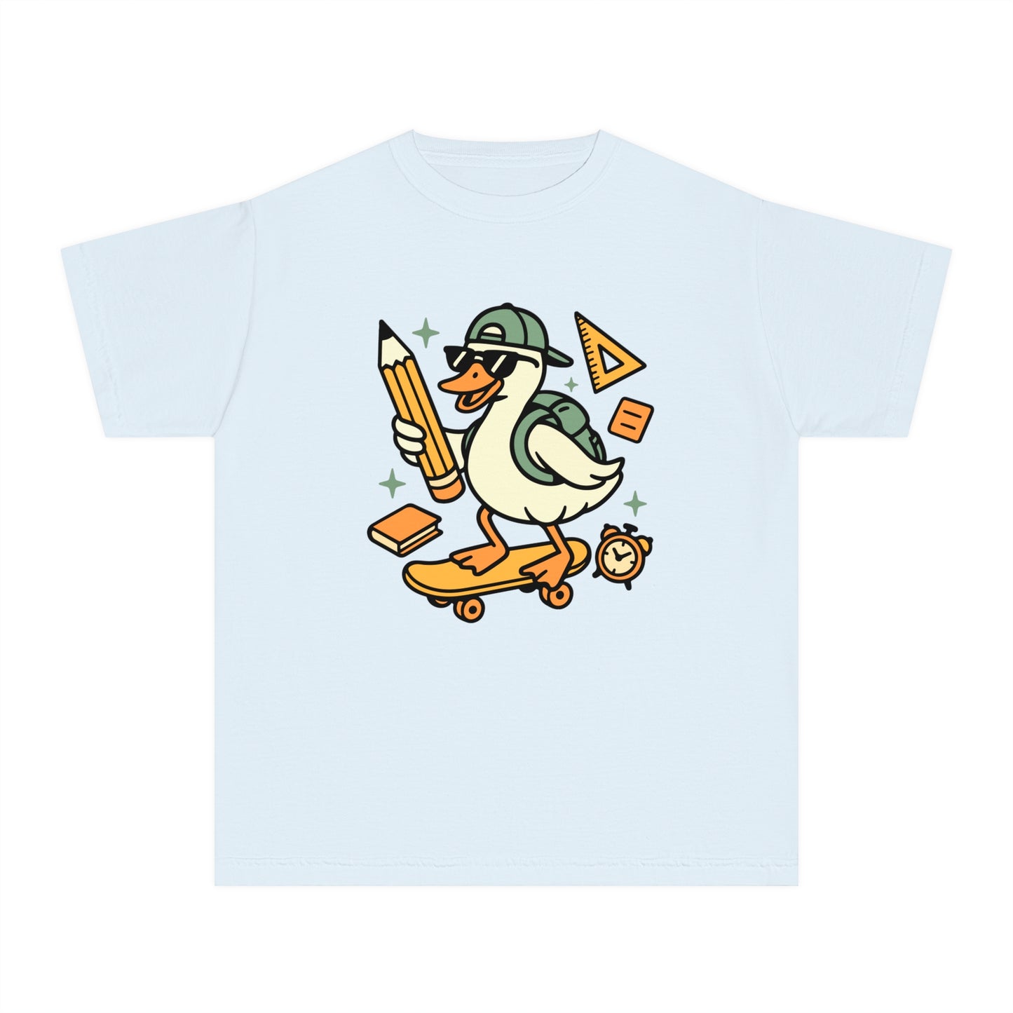 Skateboard Duck Youth Tee, Fun Kids Graphic T-Shirt, Quirky Animal Shirt, Back to School Fashion, Gifts for Young Creatives