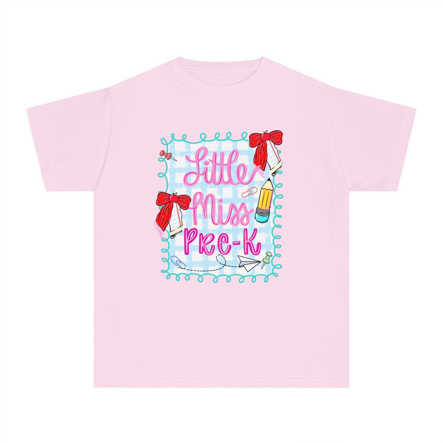 Little Miss Pre-K Youth Midweight Tee, Fun Kids T-Shirt, Preschool Shirt, Cute Back-to-School Top, Birthday Gift for Girls