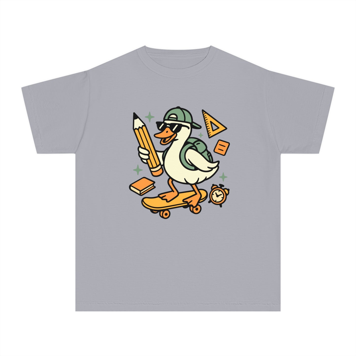 Skateboard Duck Youth Tee, Fun Kids Graphic T-Shirt, Quirky Animal Shirt, Back to School Fashion, Gifts for Young Creatives