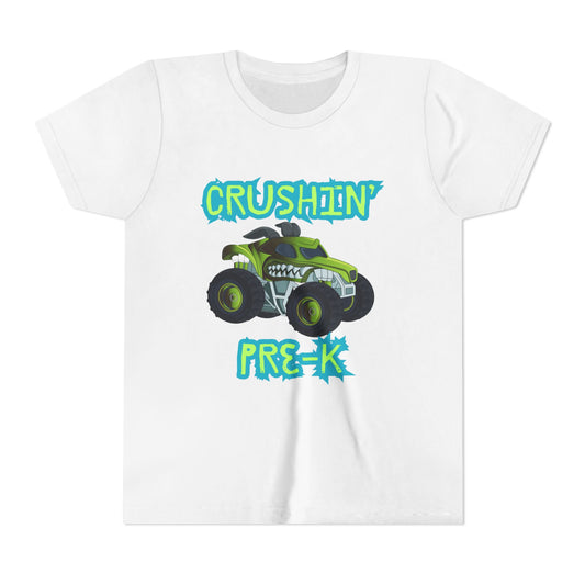 Monster Truck Crushin' Pre-K Youth Tee | Fun Kids Shirt, Birthday Gift, Playdate Outfit, Preschool Apparel, Adventure Wear