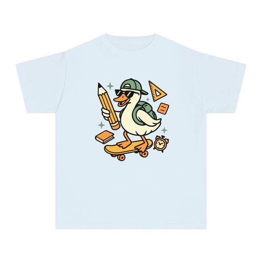 Skateboard Duck Youth Tee, Fun Kids Graphic T-Shirt, Quirky Animal Shirt, Back to School Fashion, Gifts for Young Creatives