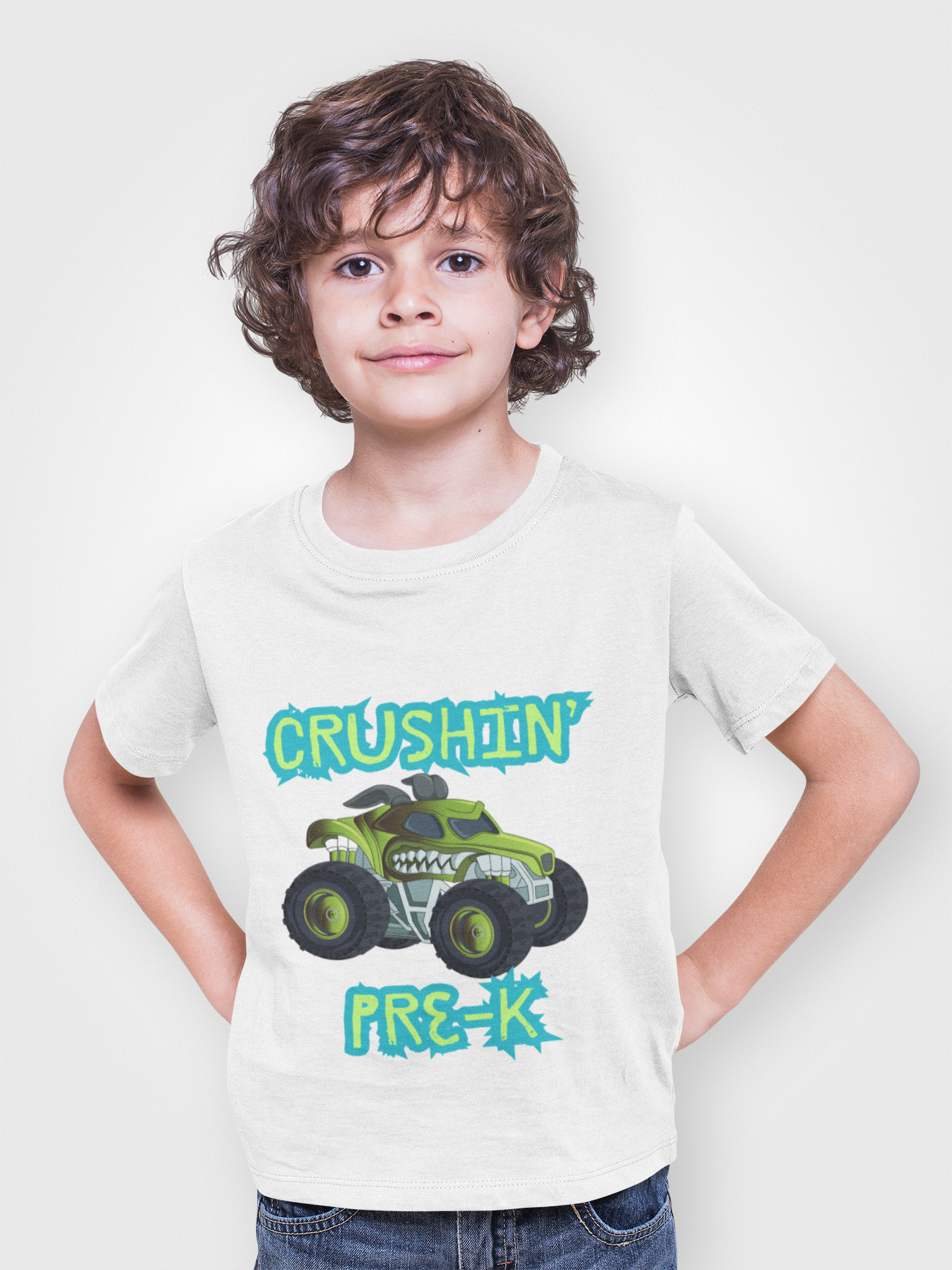 Monster Truck Crushin' Pre-K Youth Tee | Fun Kids Shirt, Birthday Gift, Playdate Outfit, Preschool Apparel, Adventure Wear