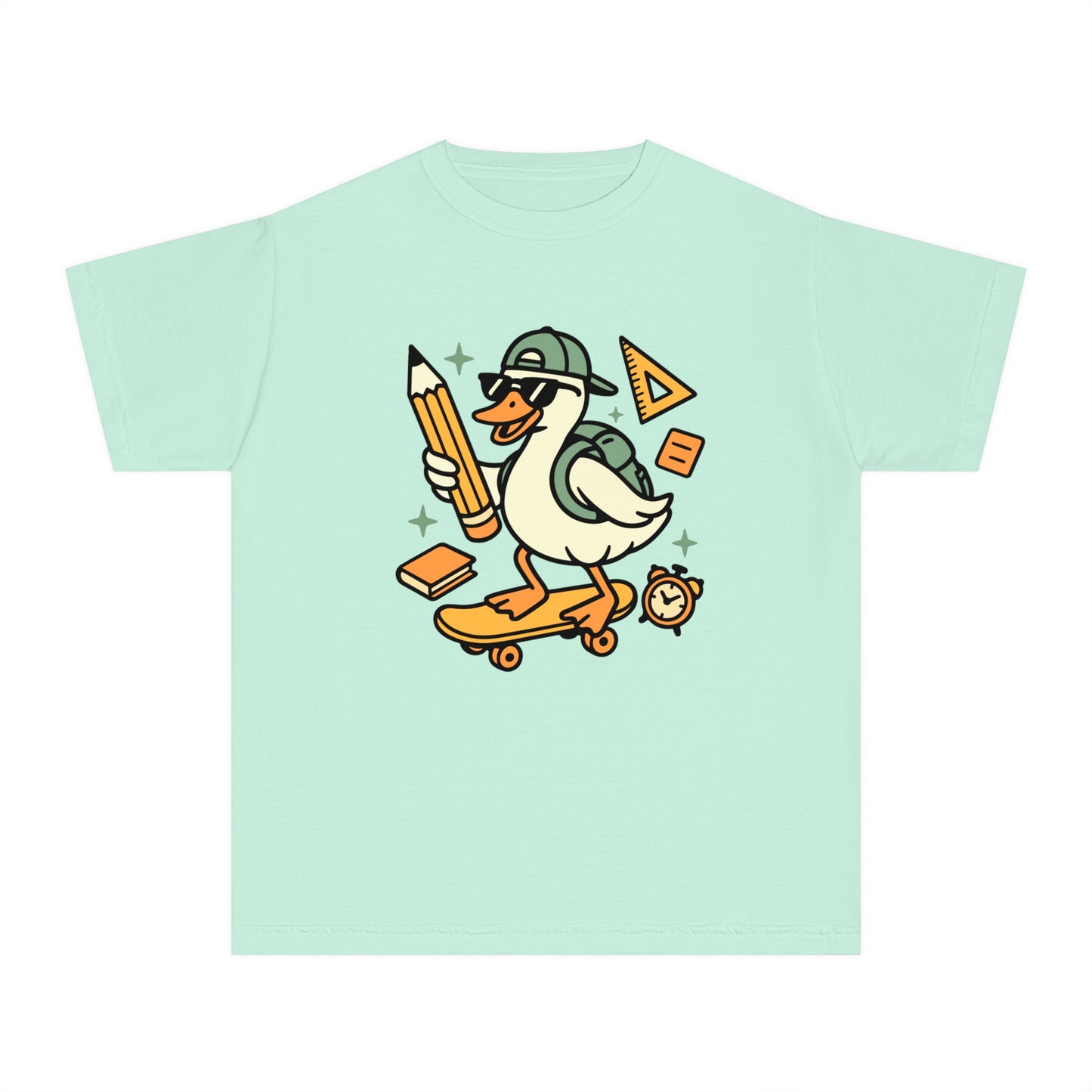 Skateboard Duck Youth Tee, Fun Kids Graphic T-Shirt, Quirky Animal Shirt, Back to School Fashion, Gifts for Young Creatives